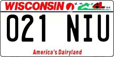 WI license plate 021NIU