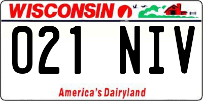 WI license plate 021NIV