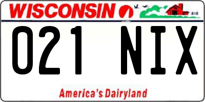 WI license plate 021NIX