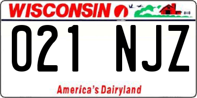 WI license plate 021NJZ