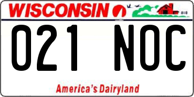WI license plate 021NOC