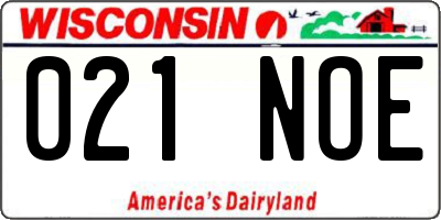 WI license plate 021NOE