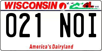 WI license plate 021NOI