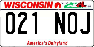WI license plate 021NOJ