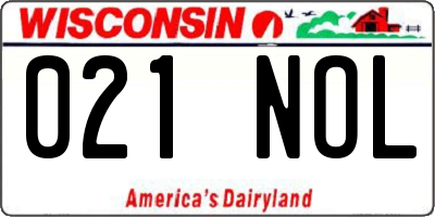 WI license plate 021NOL