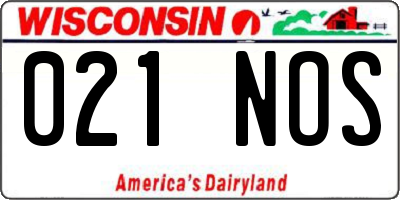 WI license plate 021NOS
