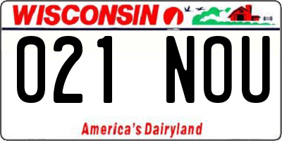 WI license plate 021NOU