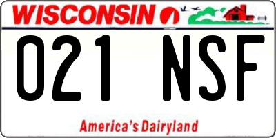 WI license plate 021NSF
