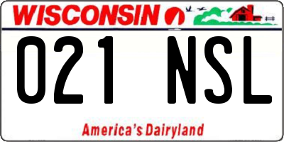WI license plate 021NSL