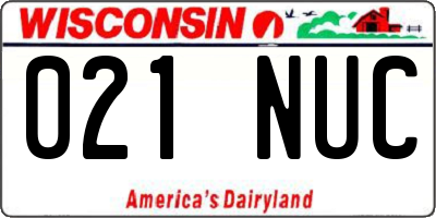 WI license plate 021NUC