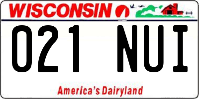 WI license plate 021NUI