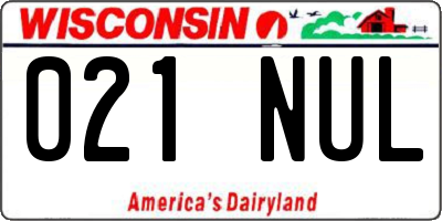 WI license plate 021NUL