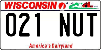 WI license plate 021NUT