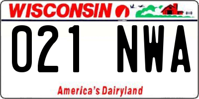 WI license plate 021NWA