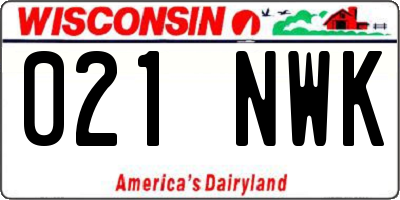 WI license plate 021NWK