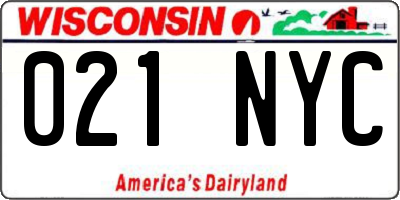 WI license plate 021NYC