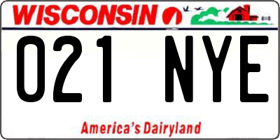 WI license plate 021NYE