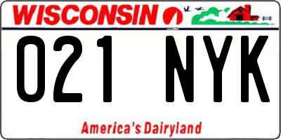 WI license plate 021NYK