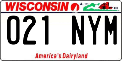 WI license plate 021NYM