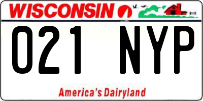 WI license plate 021NYP