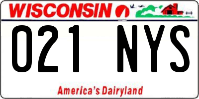 WI license plate 021NYS