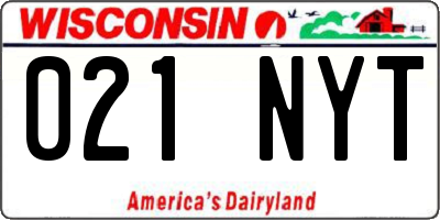 WI license plate 021NYT
