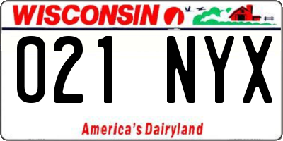 WI license plate 021NYX