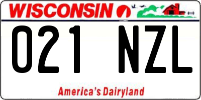 WI license plate 021NZL