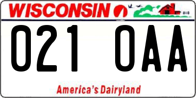 WI license plate 021OAA