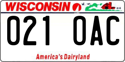 WI license plate 021OAC