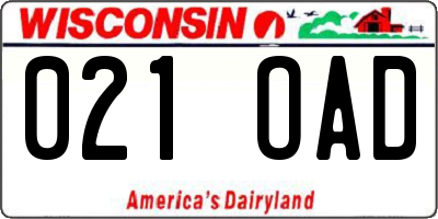 WI license plate 021OAD
