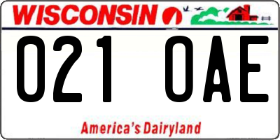 WI license plate 021OAE