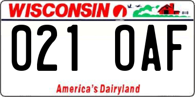 WI license plate 021OAF