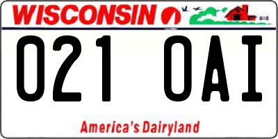 WI license plate 021OAI