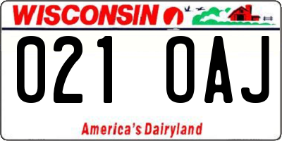 WI license plate 021OAJ