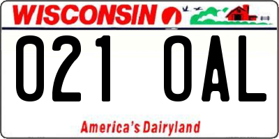 WI license plate 021OAL