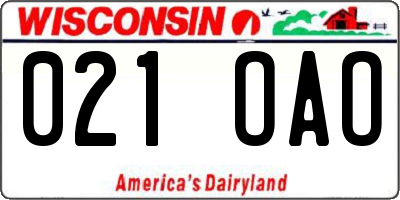 WI license plate 021OAO