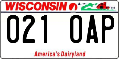 WI license plate 021OAP