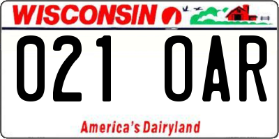WI license plate 021OAR