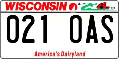 WI license plate 021OAS