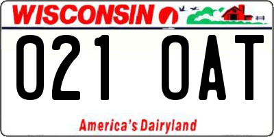 WI license plate 021OAT