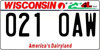 WI license plate 021OAW