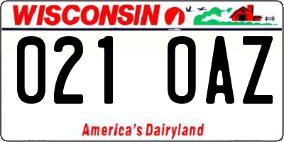 WI license plate 021OAZ