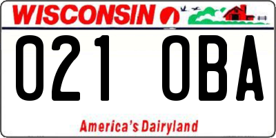 WI license plate 021OBA