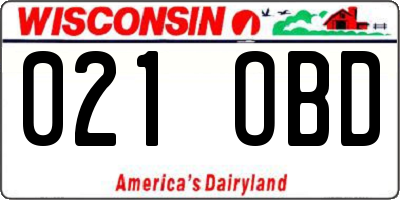 WI license plate 021OBD
