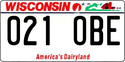 WI license plate 021OBE