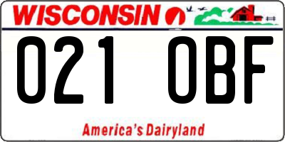 WI license plate 021OBF