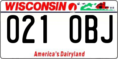 WI license plate 021OBJ