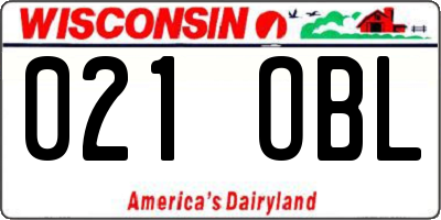 WI license plate 021OBL