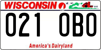 WI license plate 021OBO